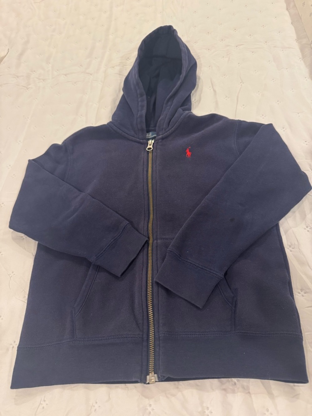 Polo by Ralph Lauren Boy’s Navy Zip-Up Hoodie with Red Pony